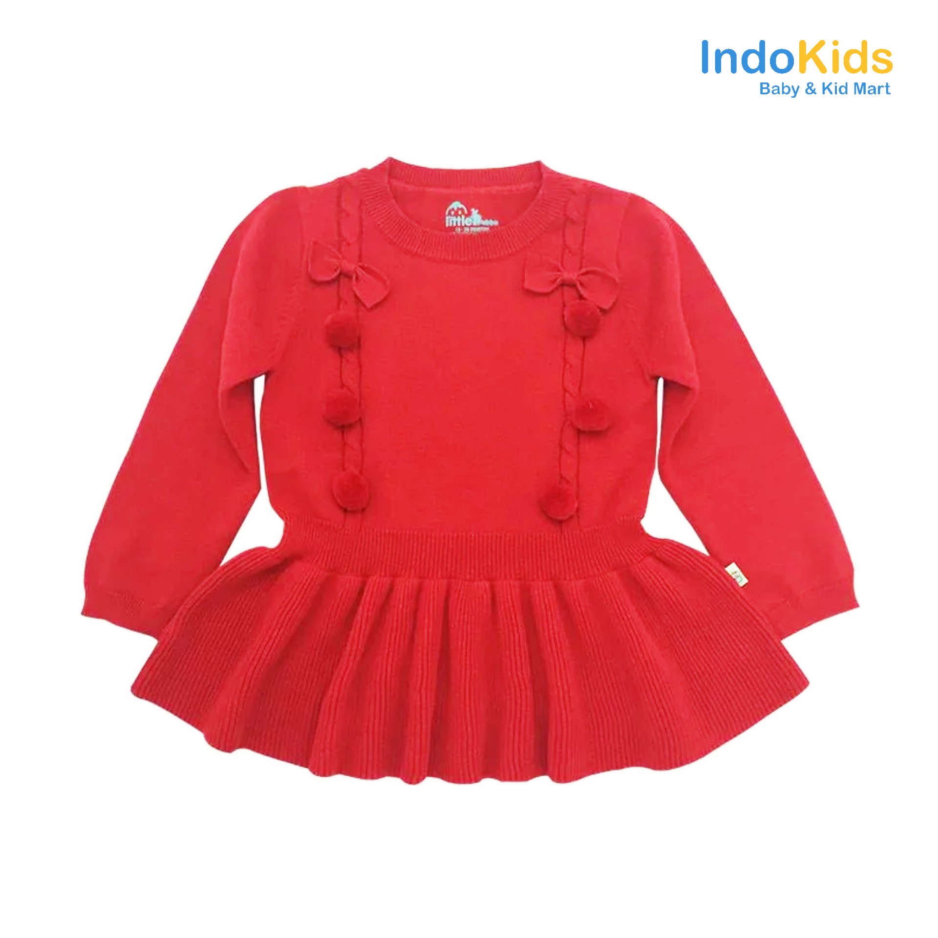 Little Bubba Bamboo Pompom Dress Cherry