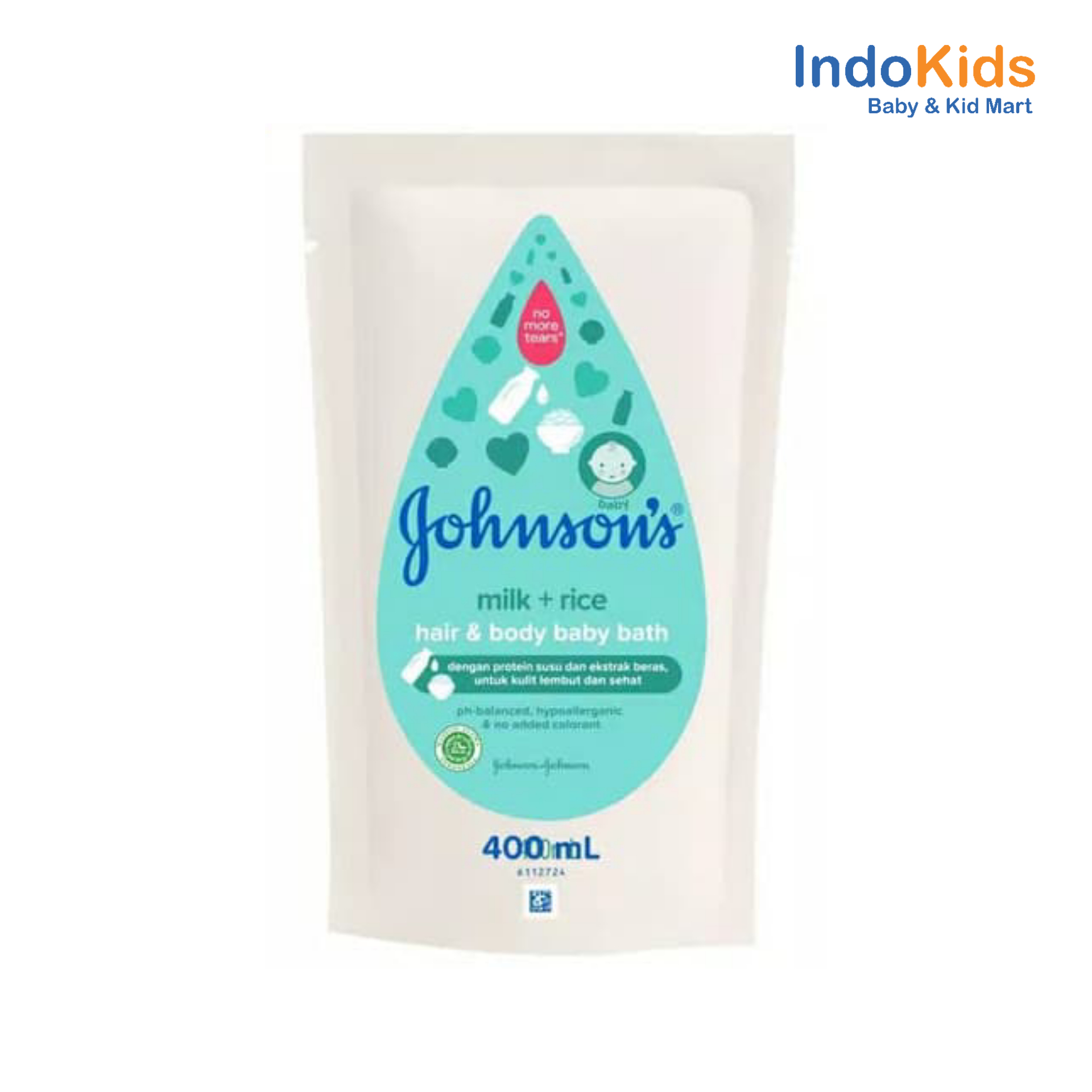 Johnsons Milk + Rice Hair and Body Baby Bath 400ml Refil 