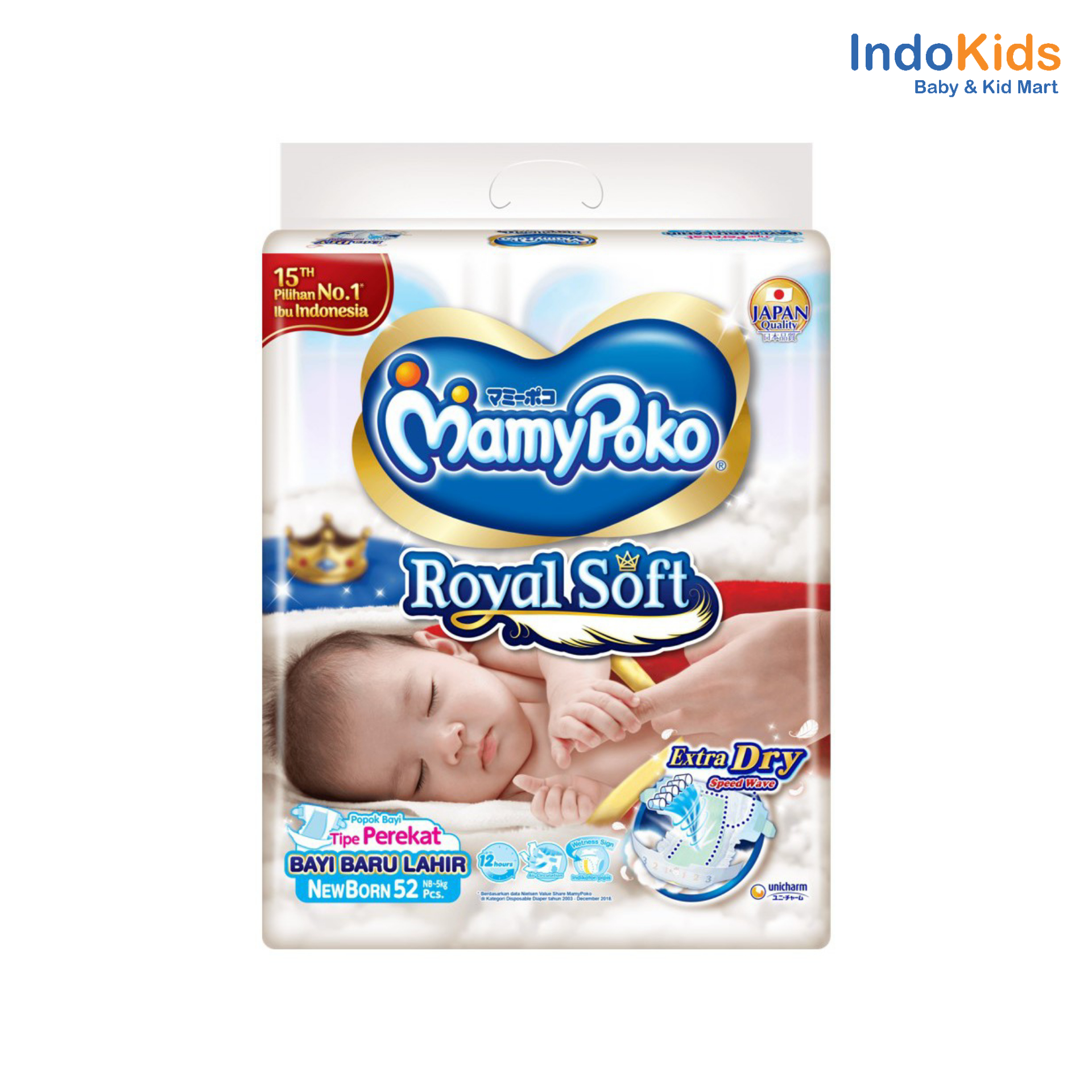 MamyPoko Royal Soft NewBorn 52 Pcs Tipe Perekat