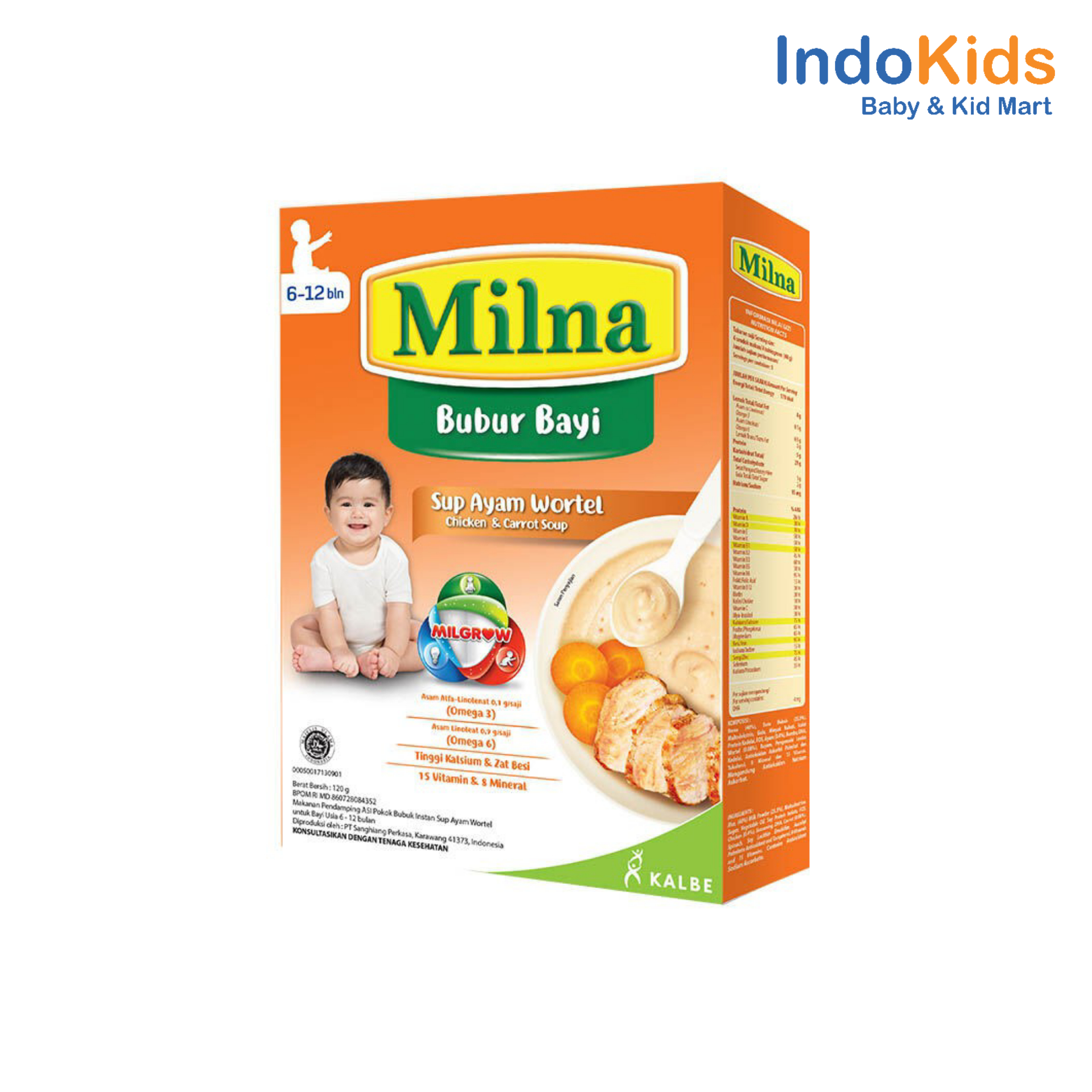 Milna Bubur Bayi 6M+ Sup Ayam Wortel Labu