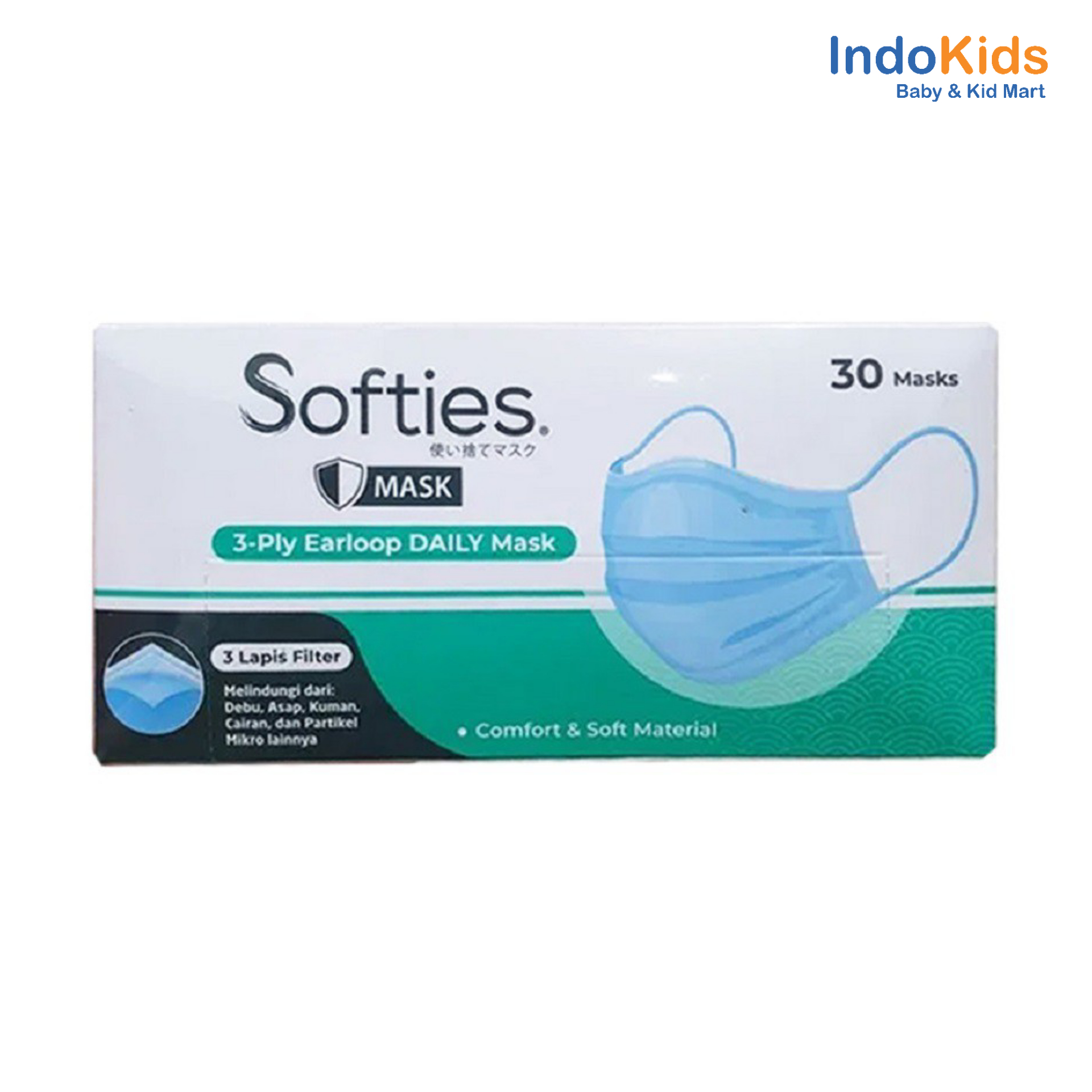 Softies 3ply Earloop Daily Mask 30pcs - Masker Softies Isi 30